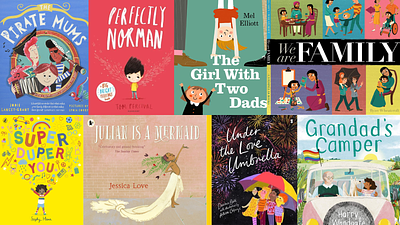 LGBTQ+ families book list collage